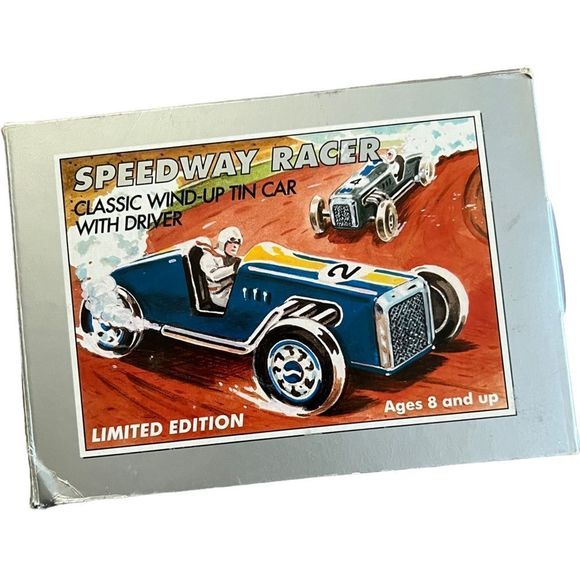 Schylling Speedway Racer Classic Tin Car Driver #2 Blue Original BOX Vintage - Picture 1 of 10